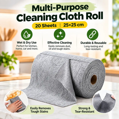 Microfiber Cleaning Cloth Roll – 20 Reusable & Washable Paper Towel Sheets