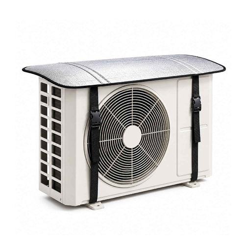 Air conditioning unit with a protective cover on a white background