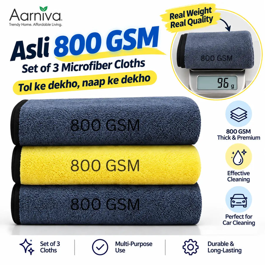 Microfiber Cloth for Car 800 GSM – Set of 3