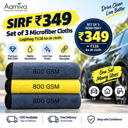 Microfiber Cloth for Car 800 GSM – Set of 3