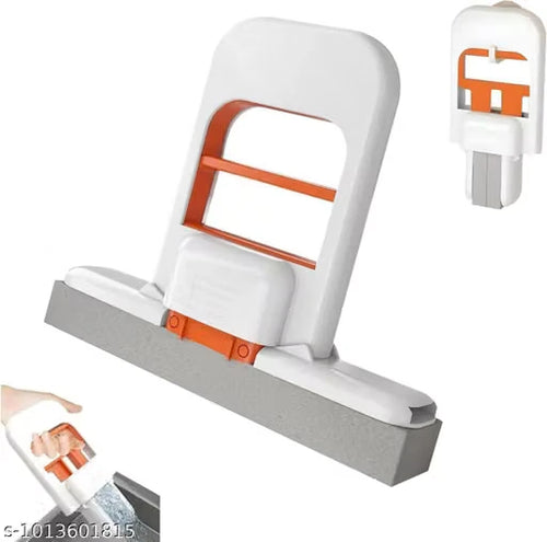 Cleaning tool with white and orange design on a white background