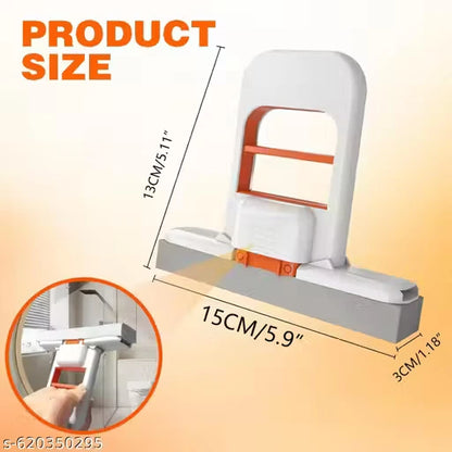 Product size measurement chart with a handheld device on an orange background