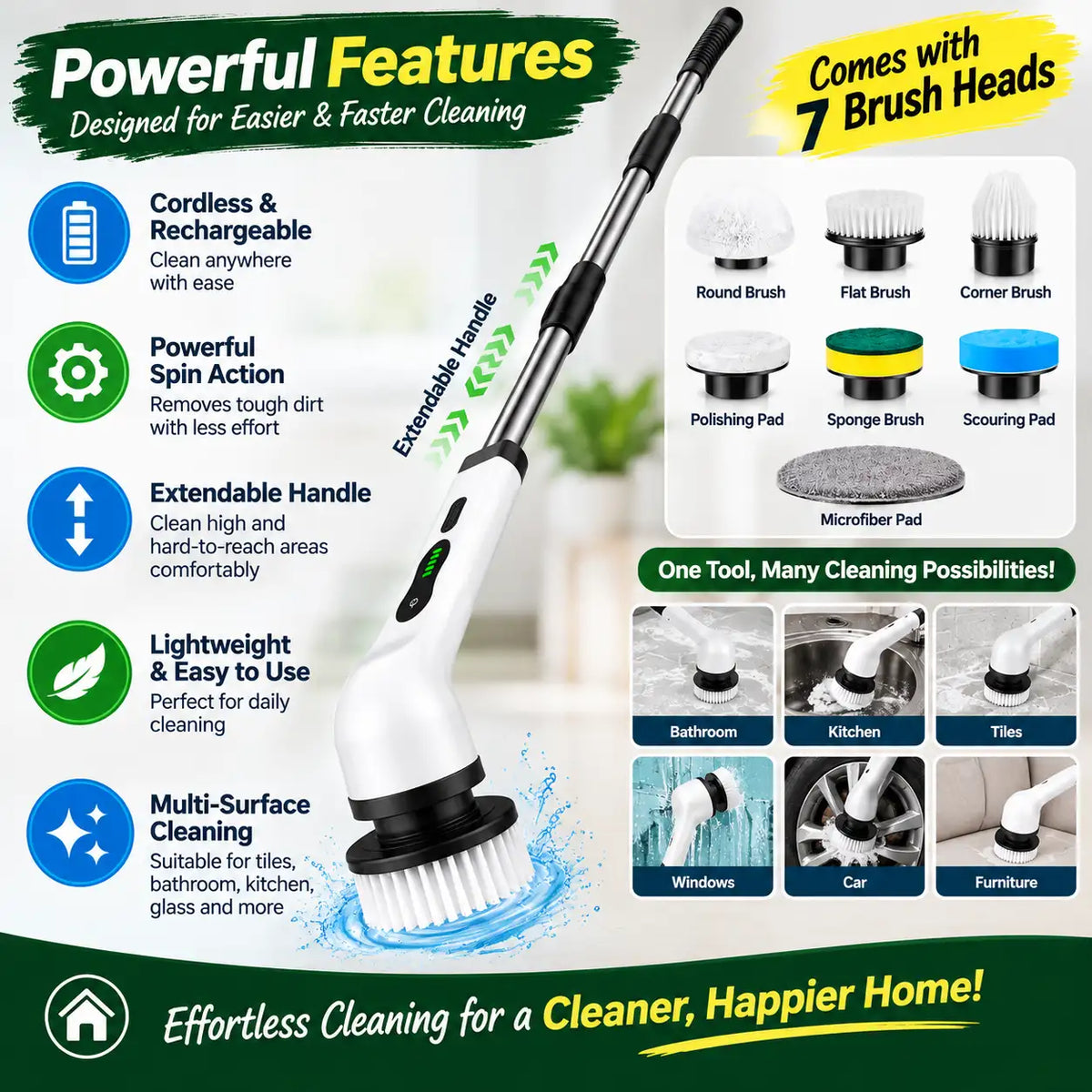 Royal Electric Spin Scrubber With 7 Brush Heads