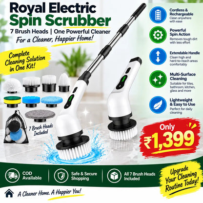 Royal Electric Spin Scrubber With 7 Brush Heads