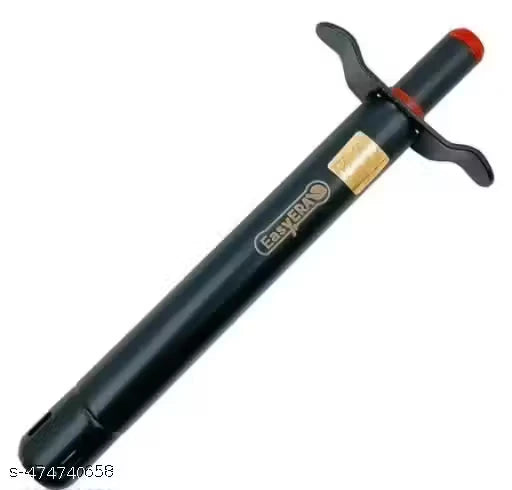 A black cylindrical toy gun with a black wing-shaped handle, a gold-colored metallic accent ring, and a red tip, featuring the brand name 'EASY VENT' printed on the side.